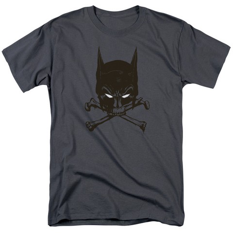 Batman-Bat And Bones - Short Sleeve Adult 18-1 Tee - Charcoal- Extra Large
