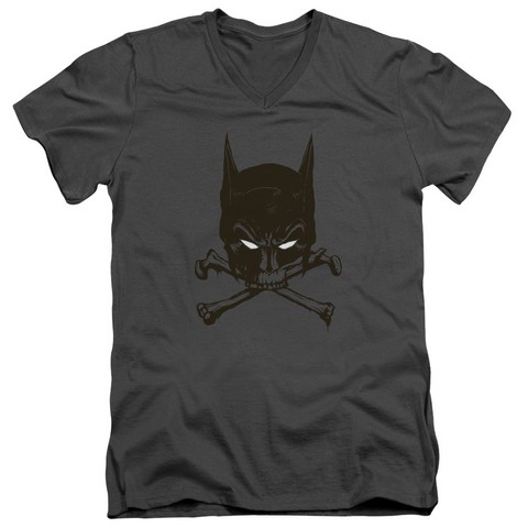 Batman-Bat And Bones - Short Sleeve Adult 30-1 Tee - Charcoal, Medium