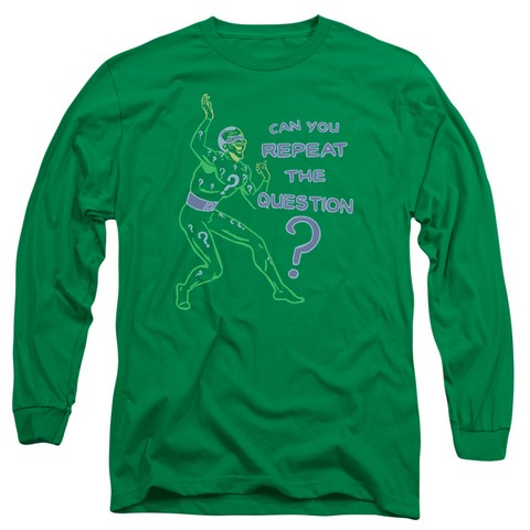 Batman-Repeat - Long Sleeve Adult 18-1 Tee - Kelly Green- Medium