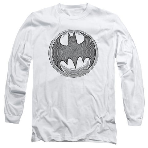 Batman-Knight Knockout - Long Sleeve Adult 18-1 Tee - White, Medium