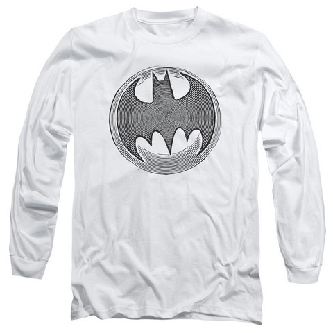 Batman-Knight Knockout - Long Sleeve Adult 18-1 Tee - White, Large