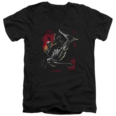 Batman-Kick Swing - Short Sleeve Adult 30-1 Tee - Black- Small
