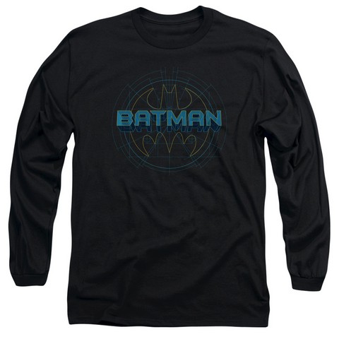 Batman-Bat Tech Logo - Long Sleeve Adult 18-1 Tee - Black- Medium