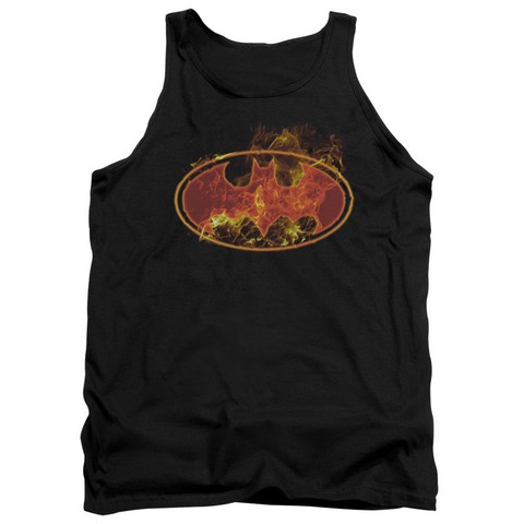 Batman-Flames Logo - Adult Tank Top - Black- Large