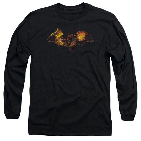 Batman-Molten Logo - Long Sleeve Adult 18-1 Tee - Black- Extra Large