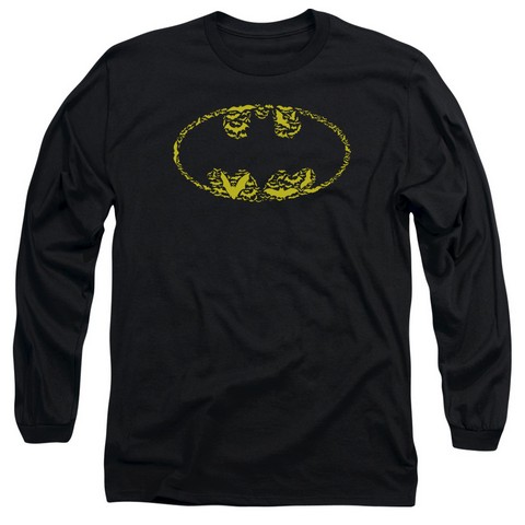 Batman-Bats On Bats - Long Sleeve Adult 18-1 Tee - Black- Large