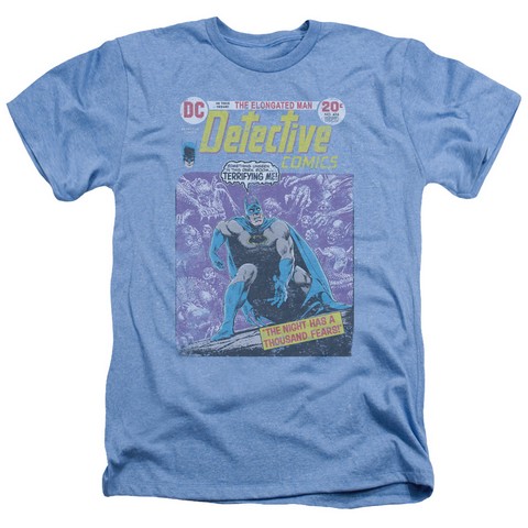 Batman- A Thousand Fears - Adult Heather Tee - Light Blue- Medium