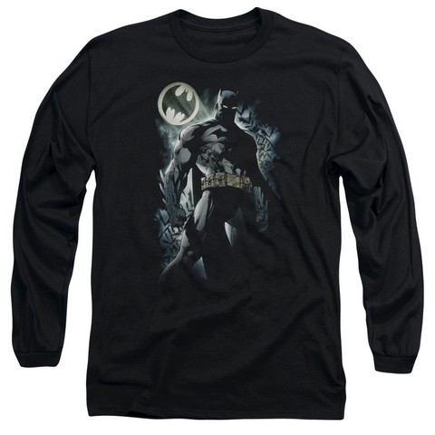 Batman-The Knight - Long Sleeve Adult 18-1 Tee - Black- Small