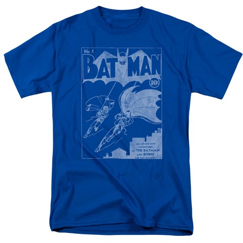 Batman-Issue 1 Cover - Short Sleeve Adult 18-1 Tee - Royal- Medium