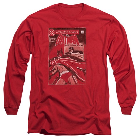 Batman-Doa Cover Long Sleeve Adult 18-1 Tee - Red - Extra Large