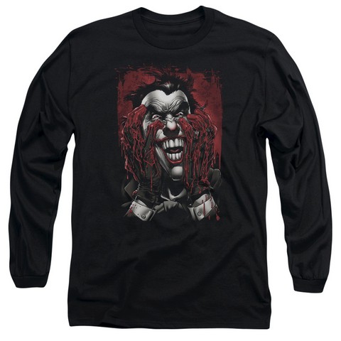 Batman-Blood In Hands - Long Sleeve Adult 18-1 Tee - Black- Medium