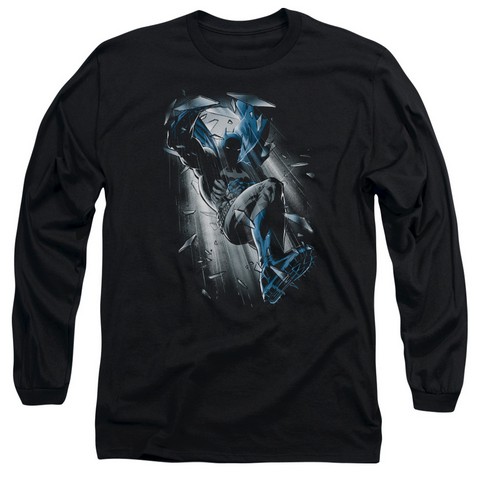 Batman-Bat Crash - Long Sleeve Adult 18-1 Tee - Black- Extra Large