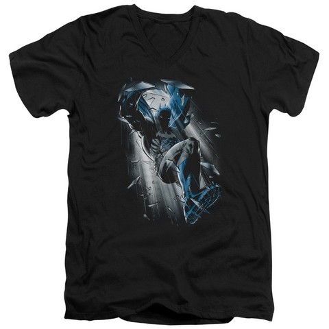 Batman-Bat Crash - Short Sleeve Adult 30-1 Tee - Black- 2X