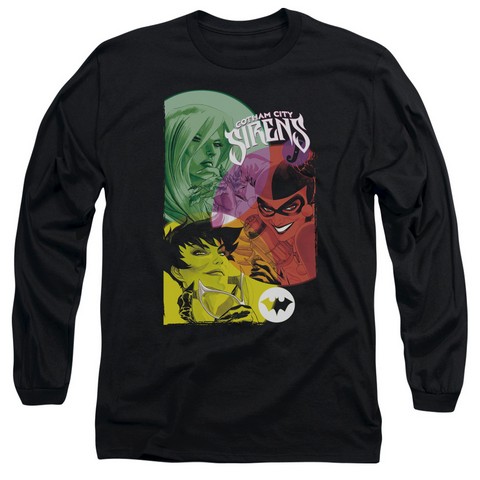 Batman-Gotham Sirens - Long Sleeve Adult 18-1 Tee - Black- Large