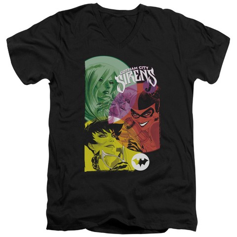 Batman-Gotham Sirens - Short Sleeve Adult 30-1 Tee - Black- Medium