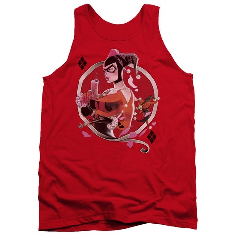 Batman-Harley Q - Adult Tank Top - Red- Extra Large