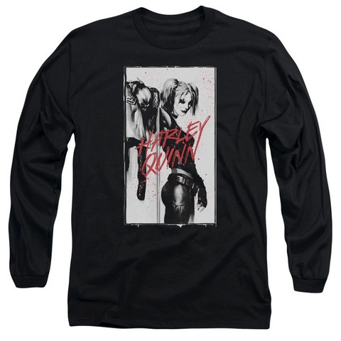 Batman-Inked Quinn - Long Sleeve Adult 18-1 Tee - Black- Medium