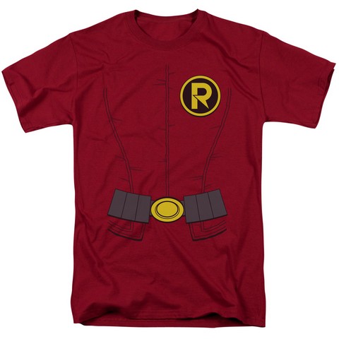 Batman-New Robin Costume - Short Sleeve Adult 18-1 Tee - Cardinal- Medium