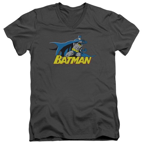 Batman-8 Bit Cape - Short Sleeve Adult 30-1 Tee - Charcoal- Large