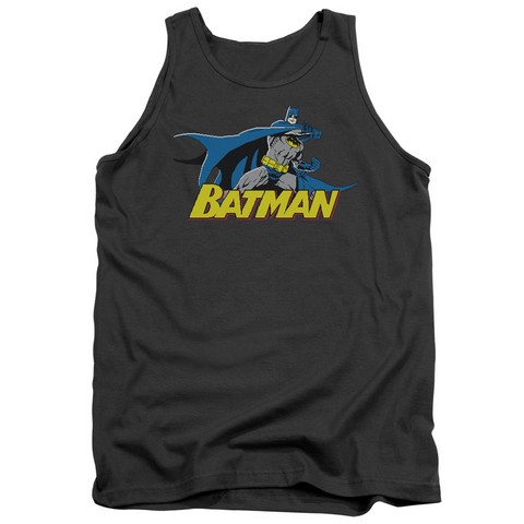 Batman-8 Bit Cape - Adult Tank Top - Charcoal- Small
