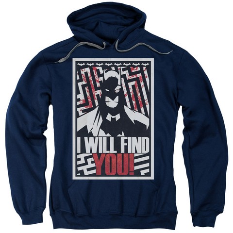 Batman-I Will Fnd You - Adult Pull-Over Hoodie - Navy- Extra Large -  Trevco, BM2288-AFTH-4