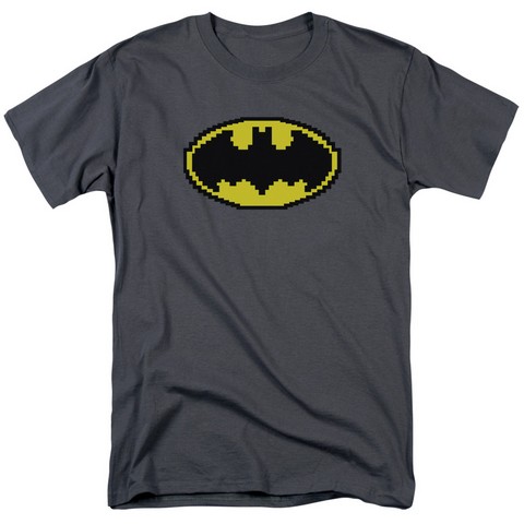 Batman-Pixel Symbol - Short Sleeve Adult 18-1 Tee - Charcoal- Small