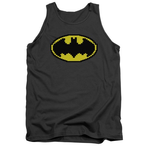 Batman-Pixel Symbol - Adult Tank Top - Charcoal- Small
