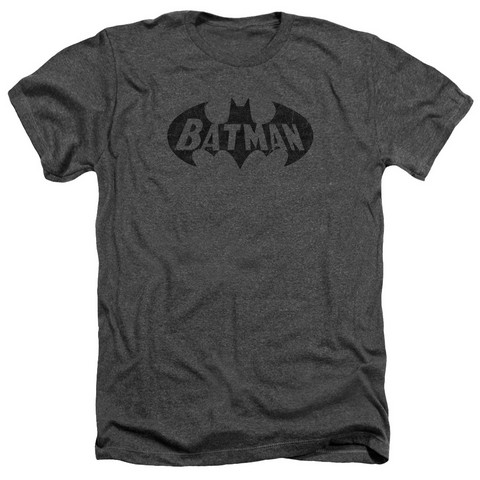 Batman-Crackle Bat - Adult Heather Tee - Charcoal- Large