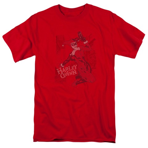 Batman-Harleys Packing - Short Sleeve Adult 18-1 Tee - Red- Medium