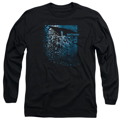 Batman-Bat Among Bats - Long Sleeve Adult 18-1 Tee - Black- Medium
