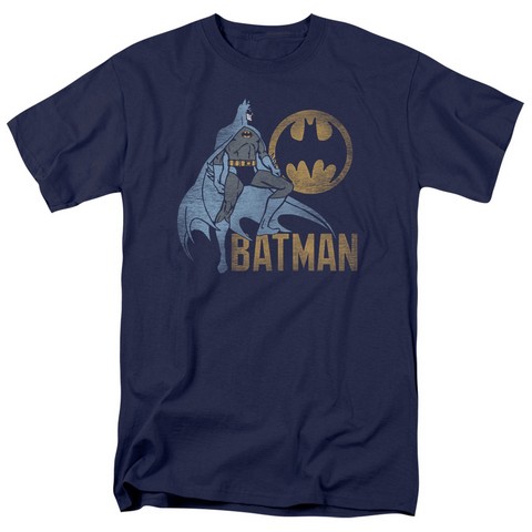 Batman-Knight Watch - Short Sleeve Adult 18-1 Tee - Navy- Small