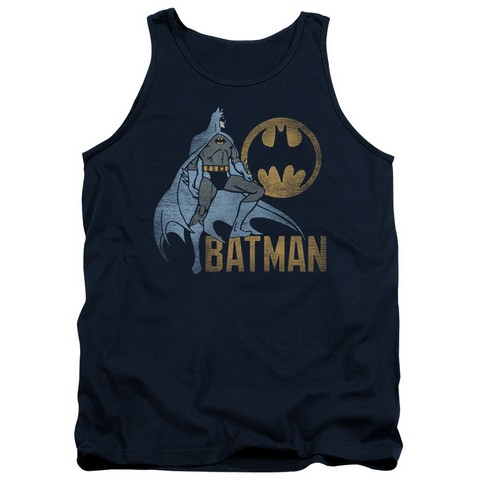 Batman-Knight Watch - Adult Tank Top - Navy- Medium