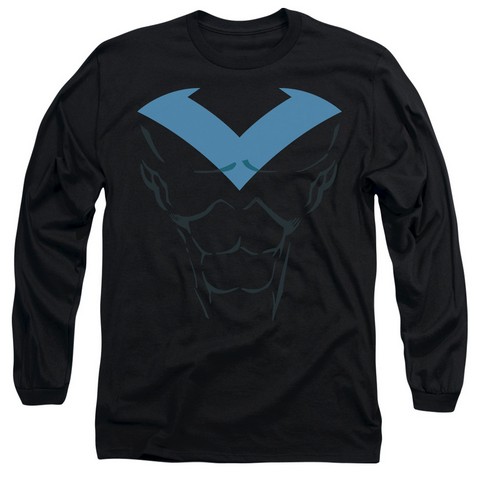 Batman-Nightwing Costume - Long Sleeve Adult 18-1 Tee - Black- Extra Large