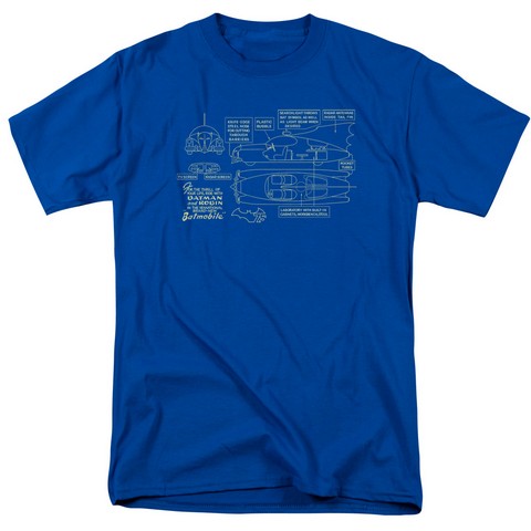 Batman-Batmobile 18-1 Tee - Royal Blue- 2X