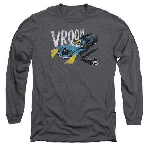 Batman-Vroom - Long Sleeve Adult 18-1 Tee - Charcoal- Medium