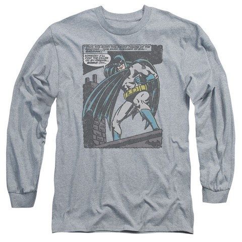 Batman-Bat Origins - Long Sleeve Adult 18-1 Tee - Athletic Heather- Extra Large