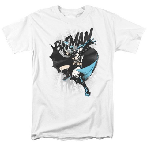 Batman-Batarang Throw - Short Sleeve Adult 18-1 Tee - White- 3X