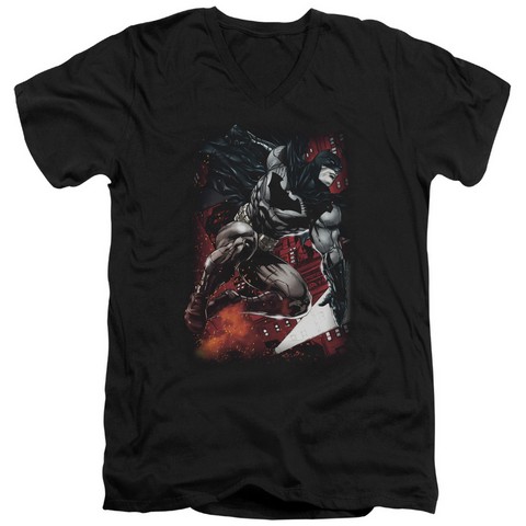 Batman-Sparks Leap - Short Sleeve Adult 30-1 Tee - Black- Small