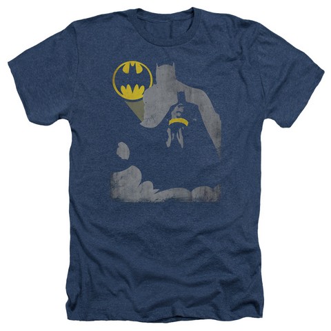 Batman-Bat Knockout - Adult Heather Tee - Navy, 2X