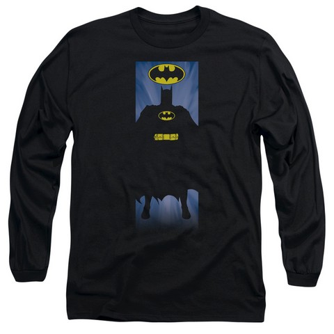 Batman-Batman Block - Long Sleeve Adult 18-1 Tee - Black- Extra Large