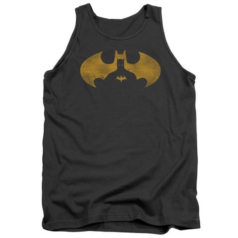 Batman-Bat Symbol Knockout - Adult Tank Top - Charcoal, Medium