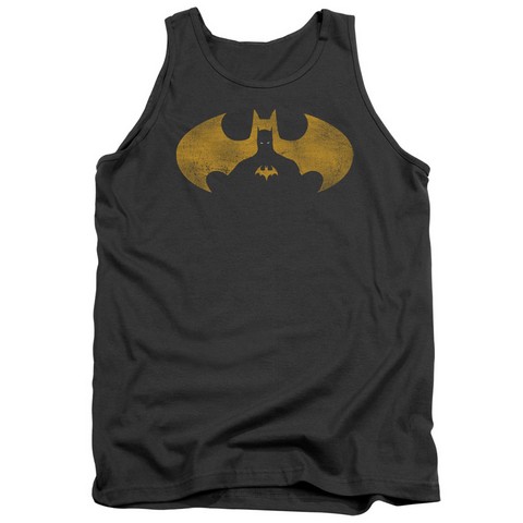 Batman-Bat Symbol Knockout - Adult Tank Top - Charcoal- Large