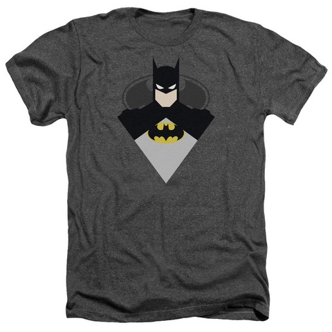 Batman-Simple Bat - Adult Heather Tee - Charcoal- Extra Large