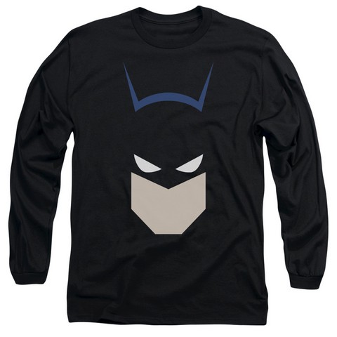 Batman- Bat Head - Long Sleeve Adult 18-1 Tee - Black- Large
