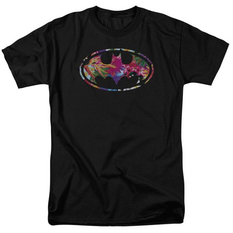 Batman-Hawaiian Shield - Short Sleeve Adult 18-1 Tee - Black- Small