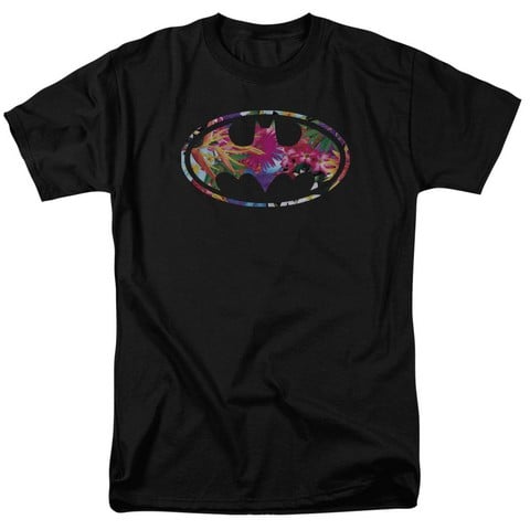 Batman-Hawaiian Shield - Short Sleeve Adult 18-1 Tee - Black- 4X