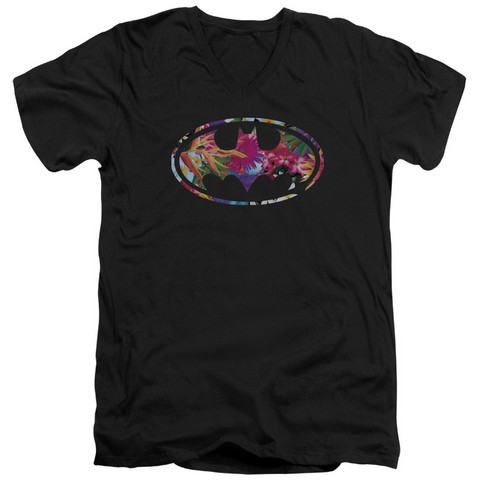 Batman-Hawaiian Shield - Short Sleeve Adult 30-1 Tee - Black- Small