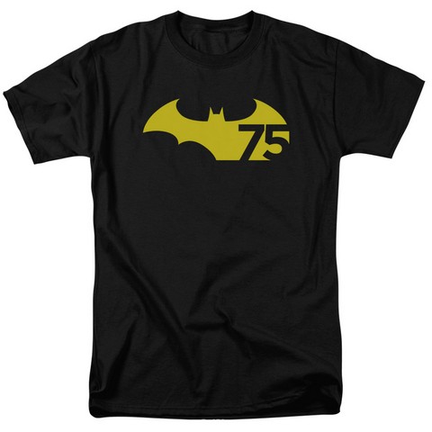 Batman-75 Logo 2 - Short Sleeve Adult 18-1 Tee - Black, Medium