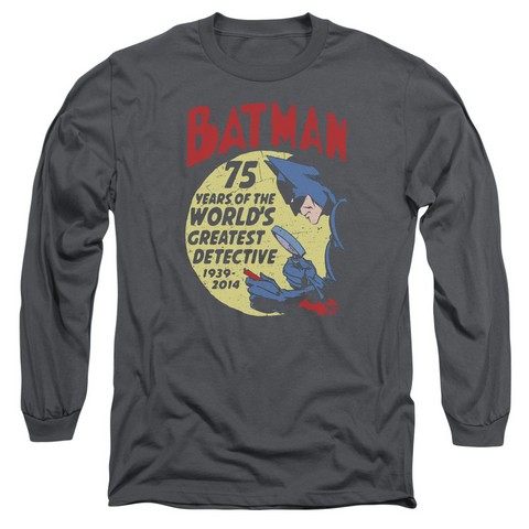 Batman-Detective 75 - Long Sleeve Adult 18-1 Tee - Charcoal- Large