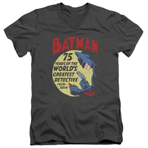 Batman-Detective 75 - Short Sleeve Adult 30-1 Tee - Charcoal- Small
